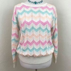 Vintage 1980s Pastel Rainbow Chevron Sweater